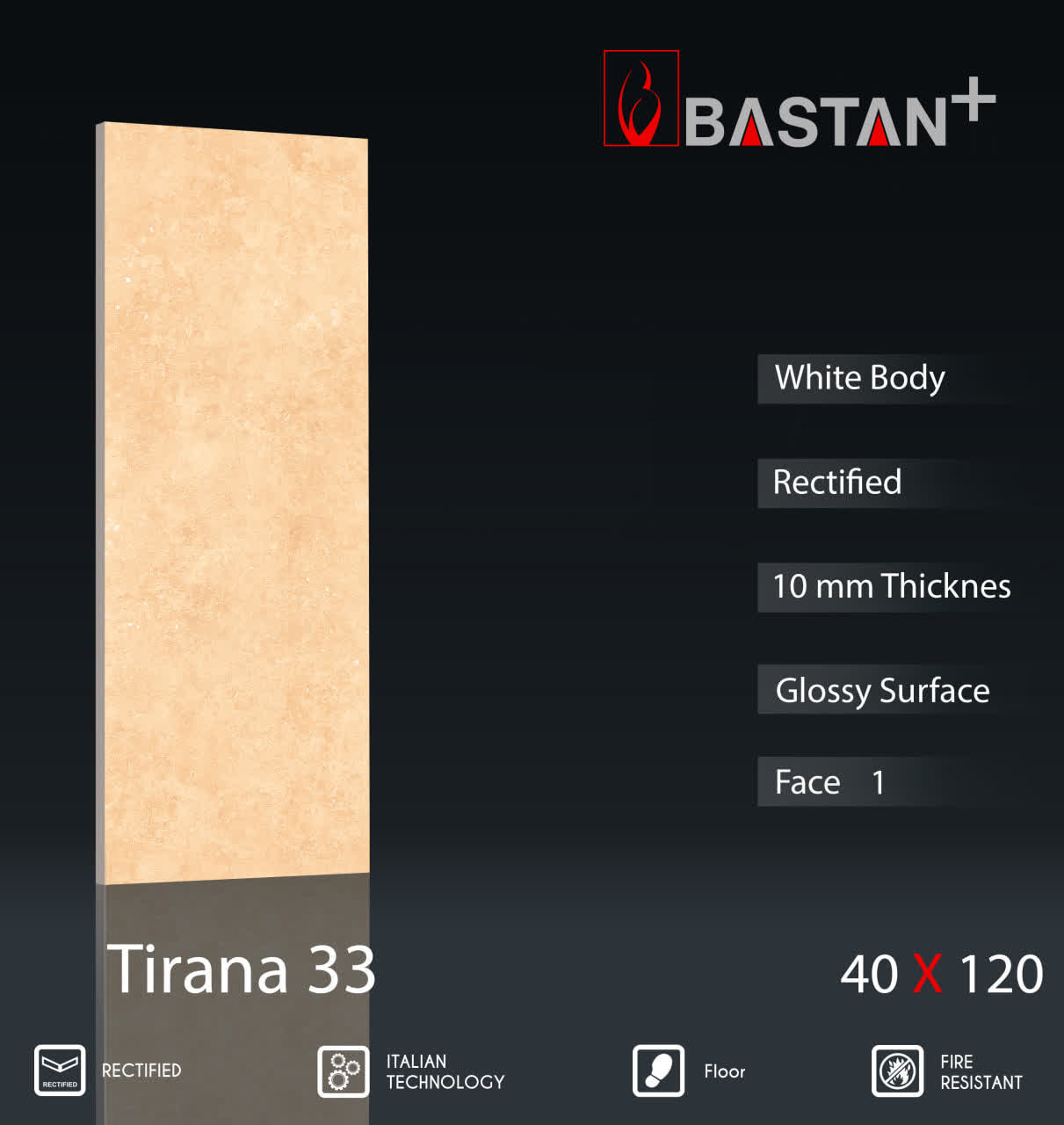 کاشی و سرامیک  بدنه سفید 120×40 تیرانا 6288 (T33) (باستان)