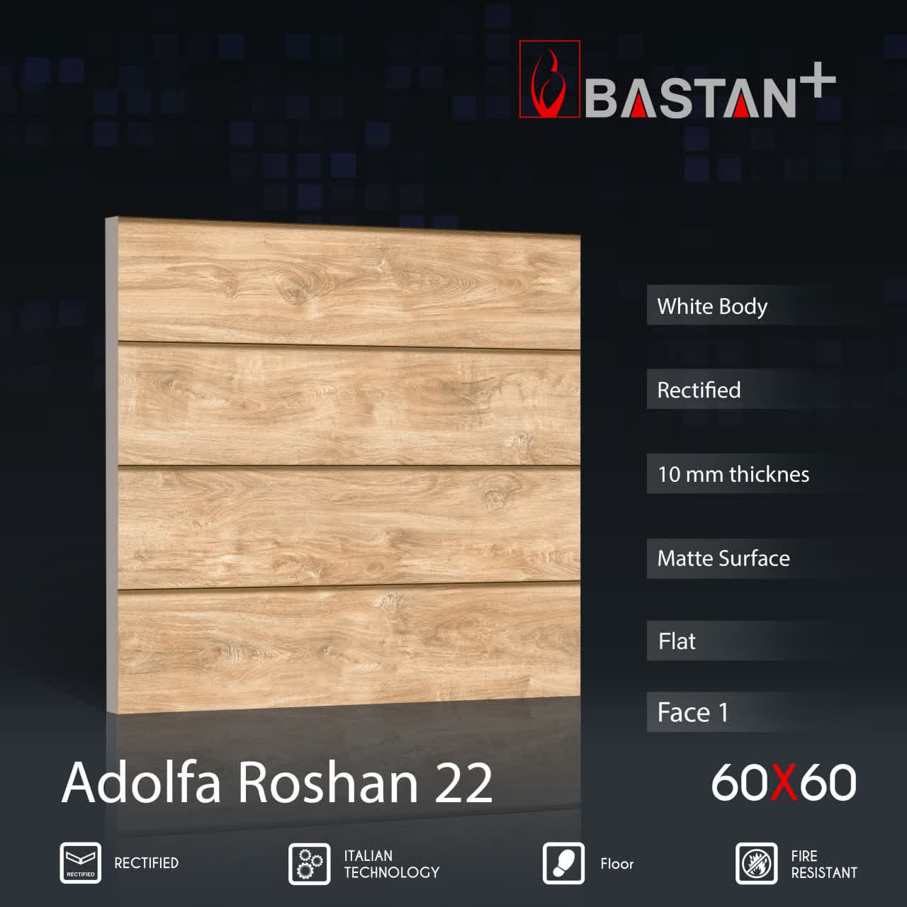 کاشی و سرامیک  بدنه سفید 60×60 آدولفا 5974 (مات 22) (باستان)