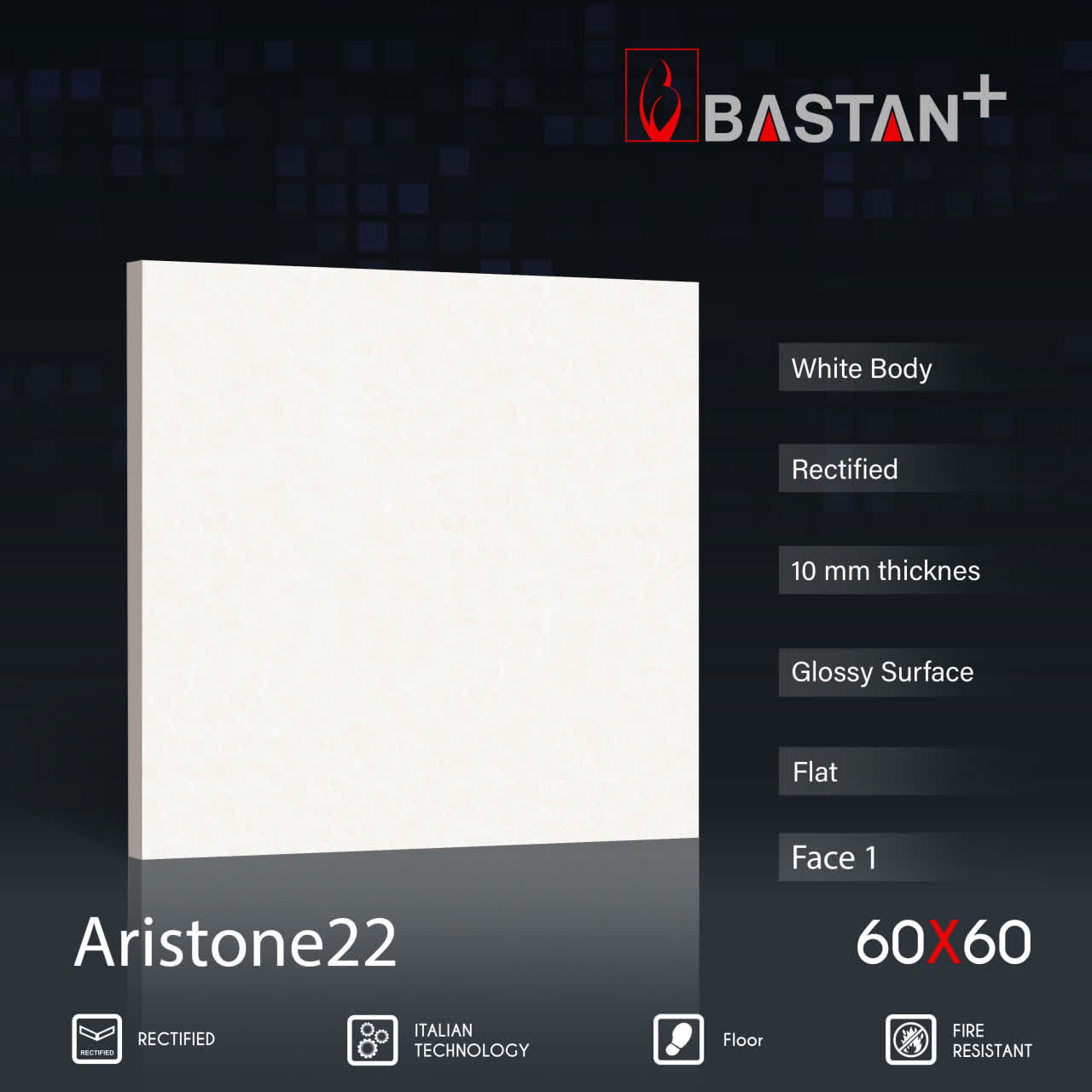 کاشی و سرامیک  بدنه سفید 60×60 آریستون 5959 (براق 22) (باستان)