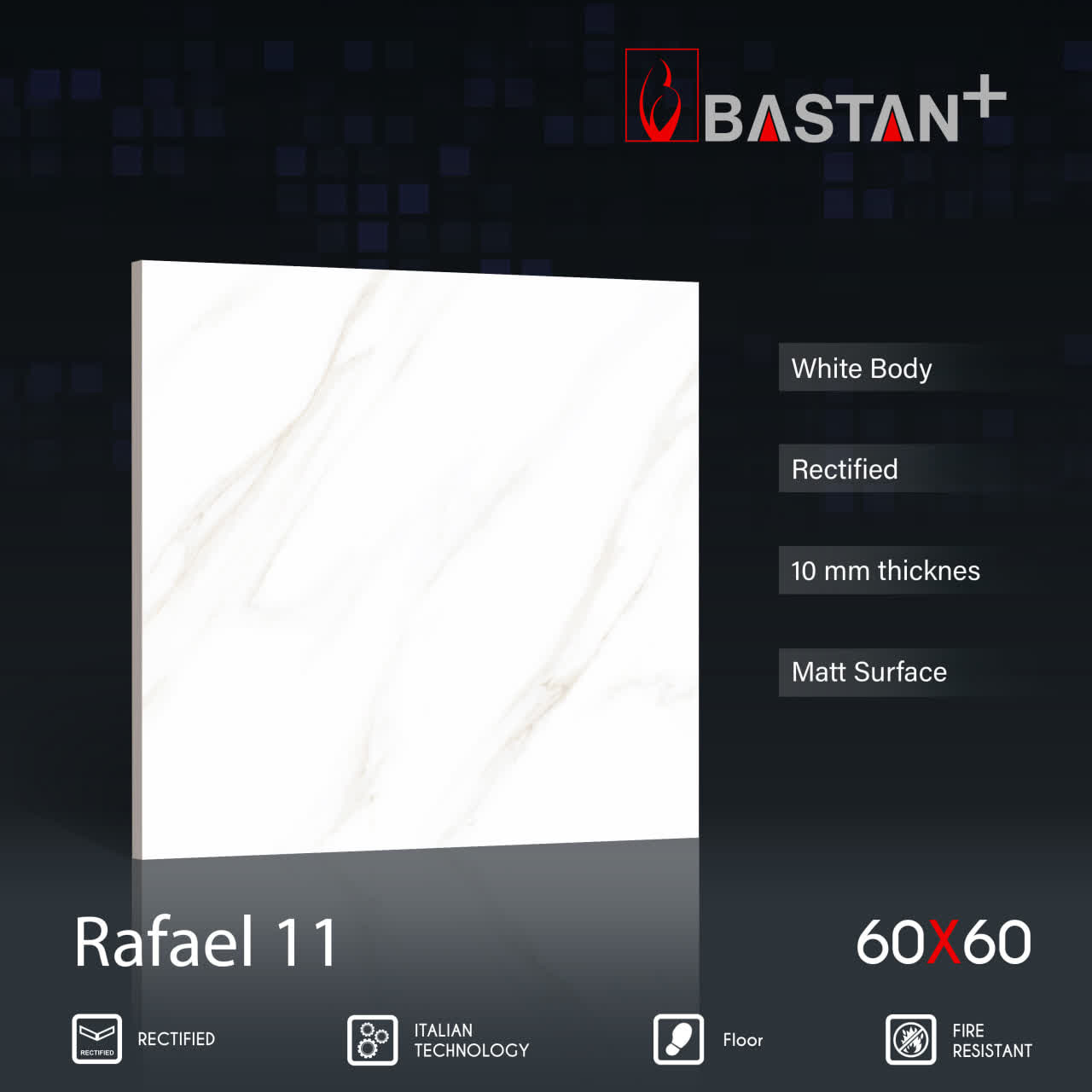 کاشی و سرامیک  بدنه سفید 60×60 رافائل 5830 (براق 11) (باستان)