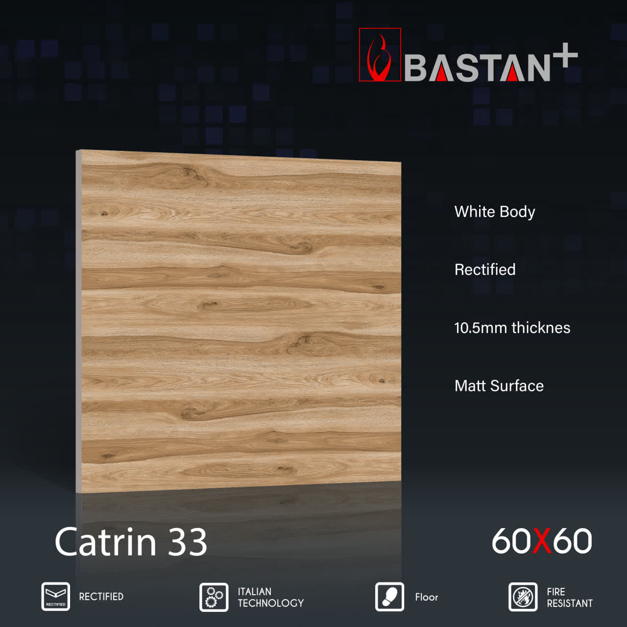 کاشی و سرامیک  بدنه سفید 60×60 کاترین 5569 (مات 33) (باستان)