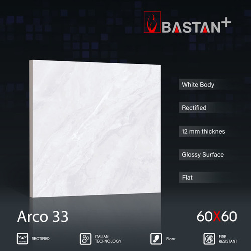 کاشی و سرامیک بدنه سفید 60×60 آرکو 6023 (براق 33) ضخامت بالا