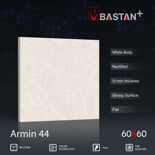 کاشی و سرامیک بدنه سفید 60×60 آرمین 5850 (براق 44) ضخامت بالا