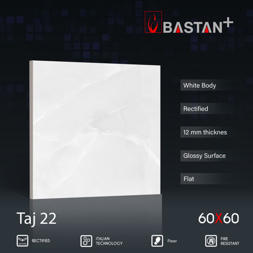 کاشی و سرامیک بدنه سفید 60×60 تاج 5925 (براق 22) ضخامت بالا