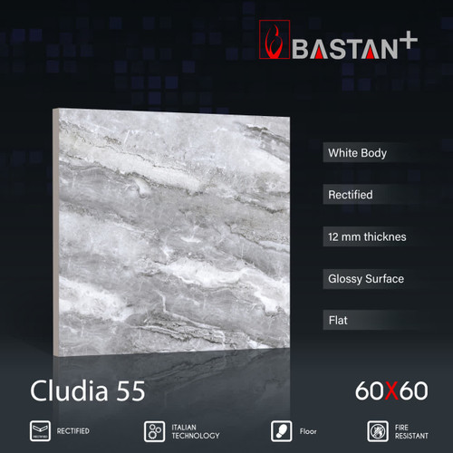 کاشی و سرامیک بدنه سفید 60×60 کلودیا 5784 (براق 55) ضخامت بالا