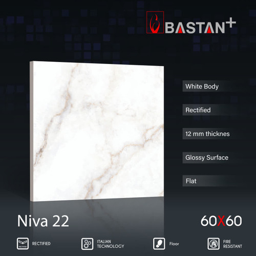 کاشی و سرامیک بدنه سفید 60×60 نیوا 5856 (براق 22) ضخامت بالا