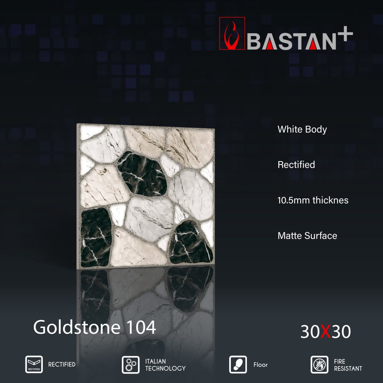 کاشی و سرامیک  بدنه سفید 30×30 گلداستون 5170 (مات 104)