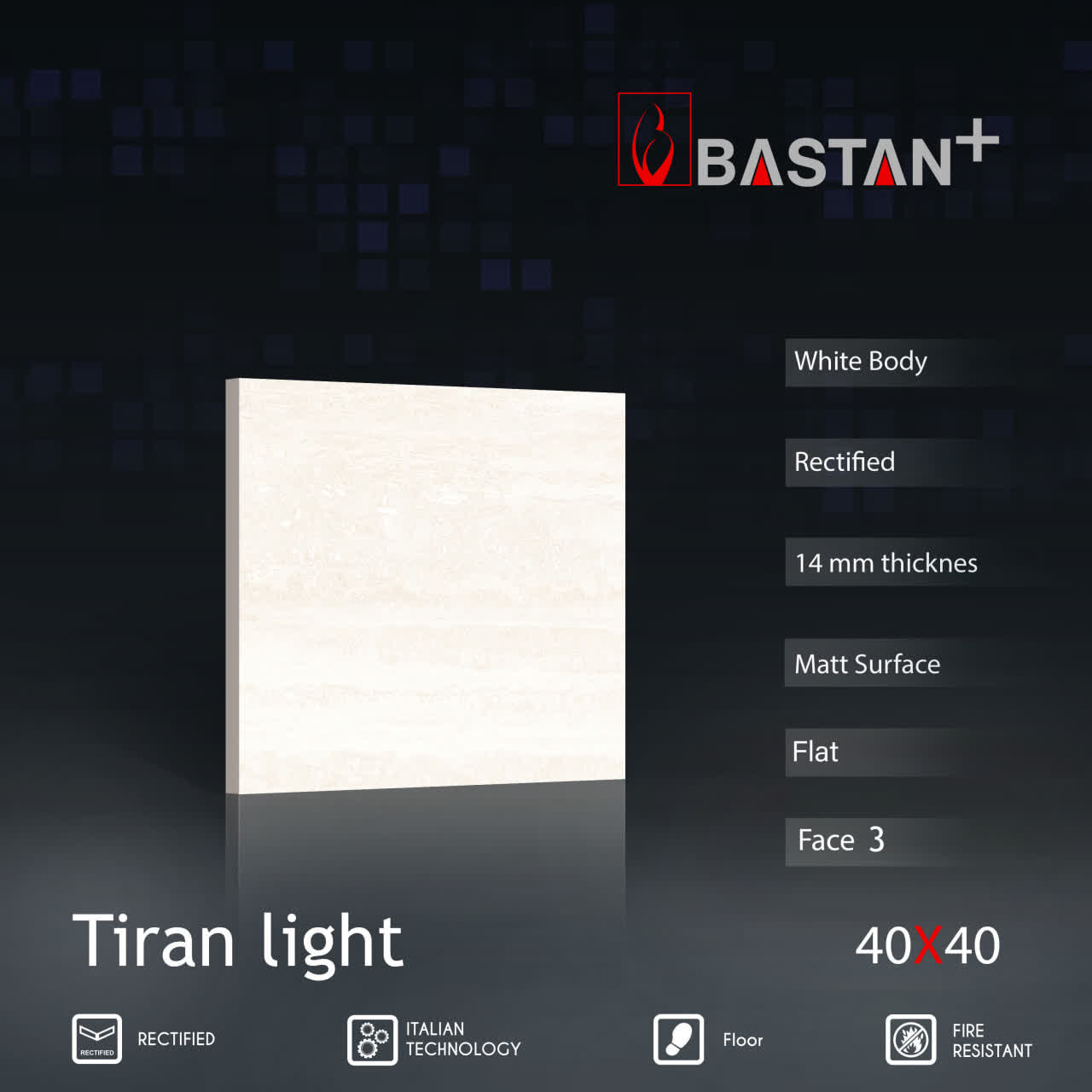 کاشی و سرامیک  بدنه سفید 40×40 تیران 6191 (مات 22)