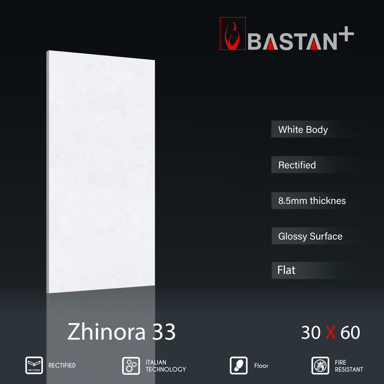 کاشی و سرامیک  بدنه سفید 60×30 ژینورا 5776 (براق 33)