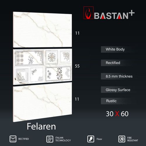 کاشی و سرامیک بدنه سفید 60×30 فلارن دکور 5590 (براق 55)