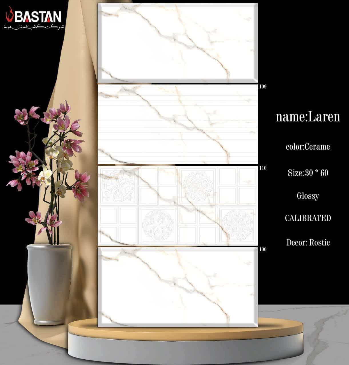 کاشی و سرامیک  بدنه سفید 60×30 لارن دکور 5635 (براق 109)