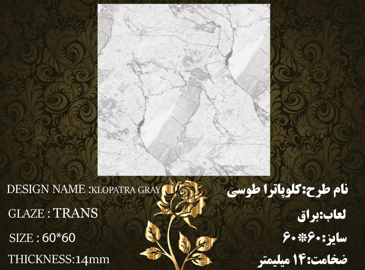 کاشی سرامیک کف 60×60 كلوپاترا طوسی براق