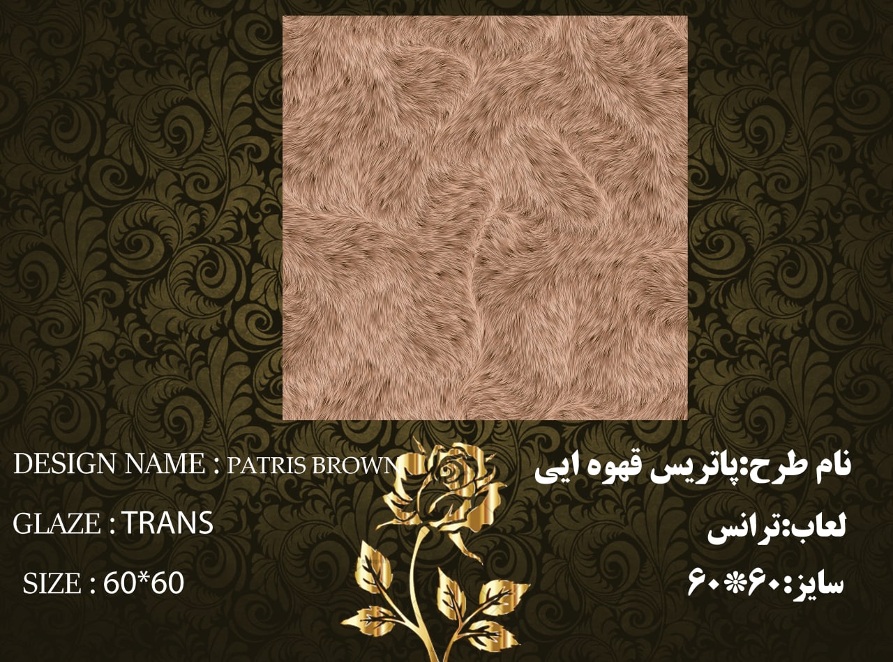 کاشی و سرامیک ساناز کف * سایز 6060 * پاتريس قهوه اي براق * طیف 65