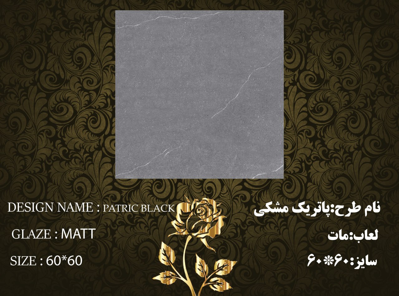 کاشی و سرامیک ساناز کف * سایز 6060 * پاتريك مشكي مات * طیف 66