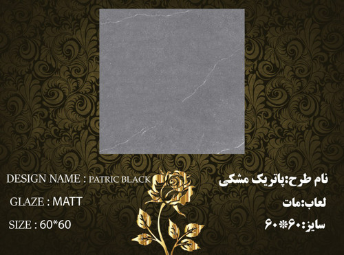 کاشی و سرامیک ساناز کف * سایز 6060 * پاتريك مشكي مات * طیف 66