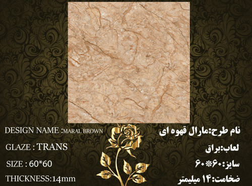 کاشی و سرامیک ساناز کف * سایز 6060 * مارال قهوه اي براق * طیف 65