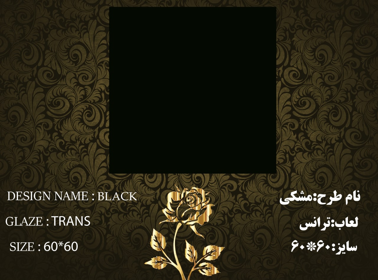 کاشی و سرامیک ساناز کف * سایز 60*60 * مشكي ساده براق * طیف 66