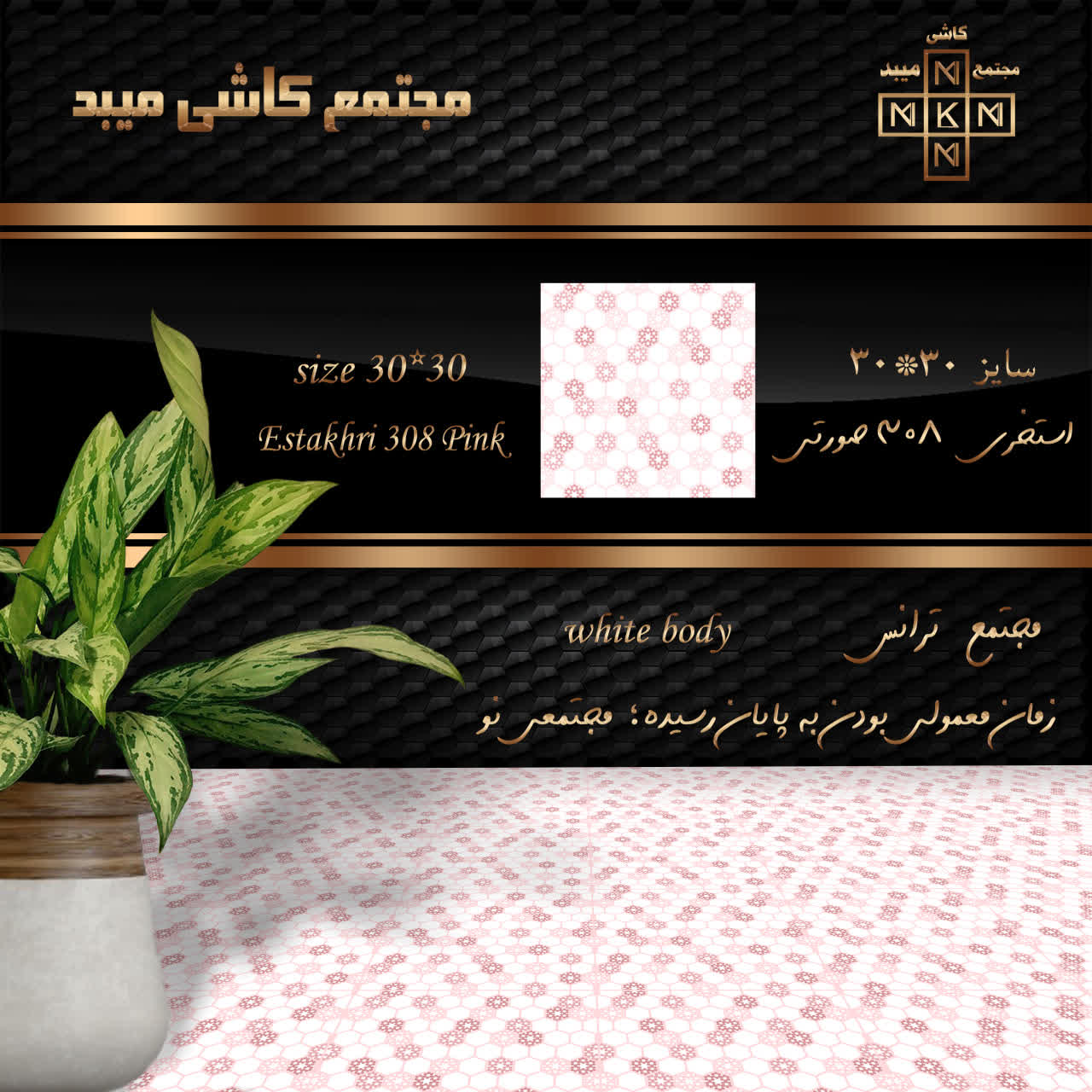 کاشی مجتمع استخری صورتی 30×30 رستیک ترانس