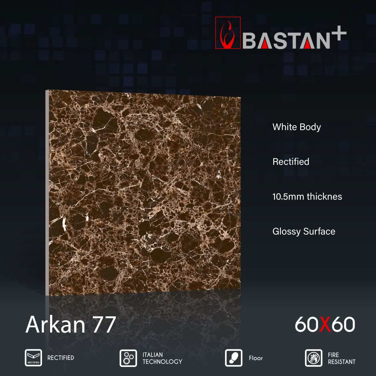 کاشی و سرامیک  بدنه سفید 60×60 ارکان 6262 (براق 77) (باستان)